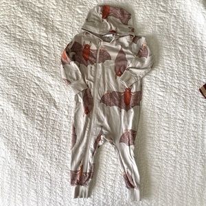 Mini Rodini Organics Bats Baby Hooded Bodysuit
